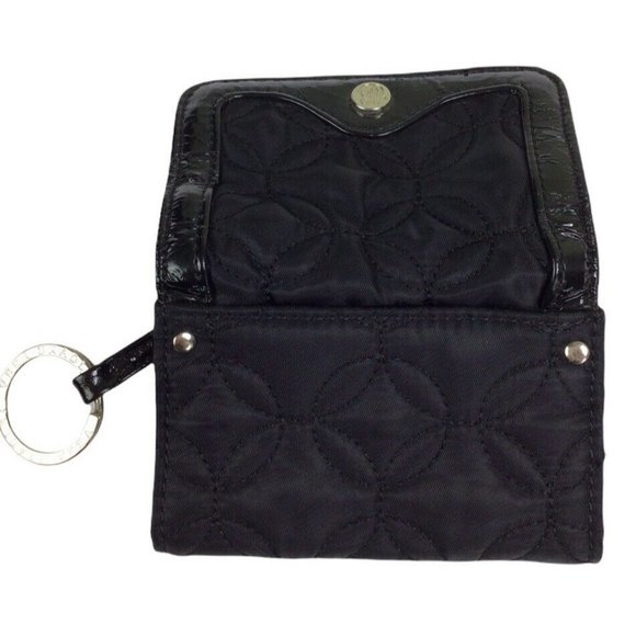 Vera Bradley Black Quilted Keychain Coin Purse Zippered Pocket 4 Compartments - Picture 7 of 7